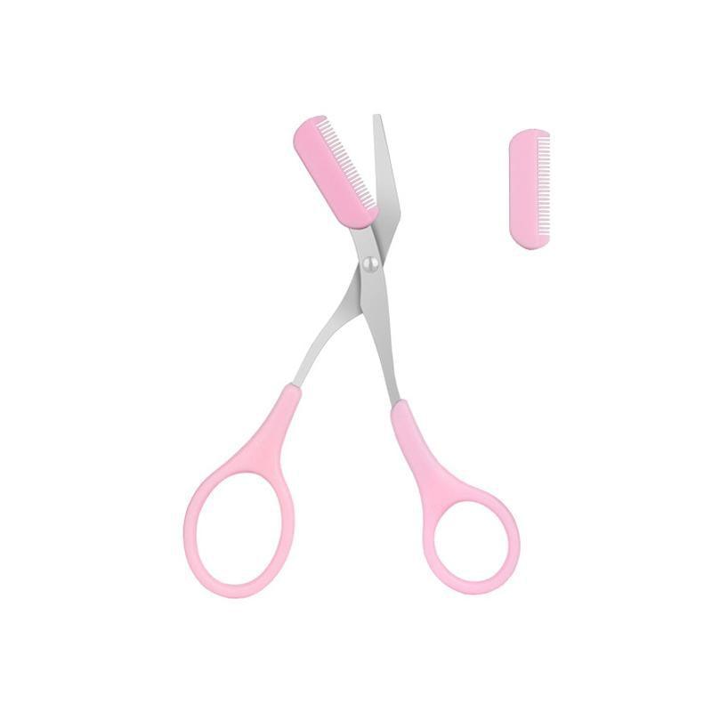Eyebrow Trimmer Grooming Scissors Eyelash Thinning Shears Comb Brow Shaping Tool - White