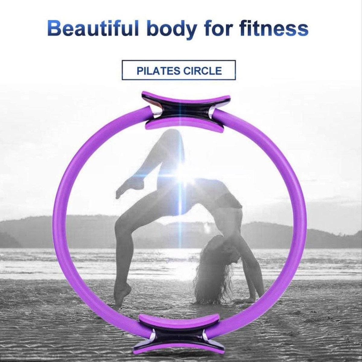 6 Colours Pilates Yoga Ring Magic Circle Fitness Equipment for Toning Slim Legs - Black