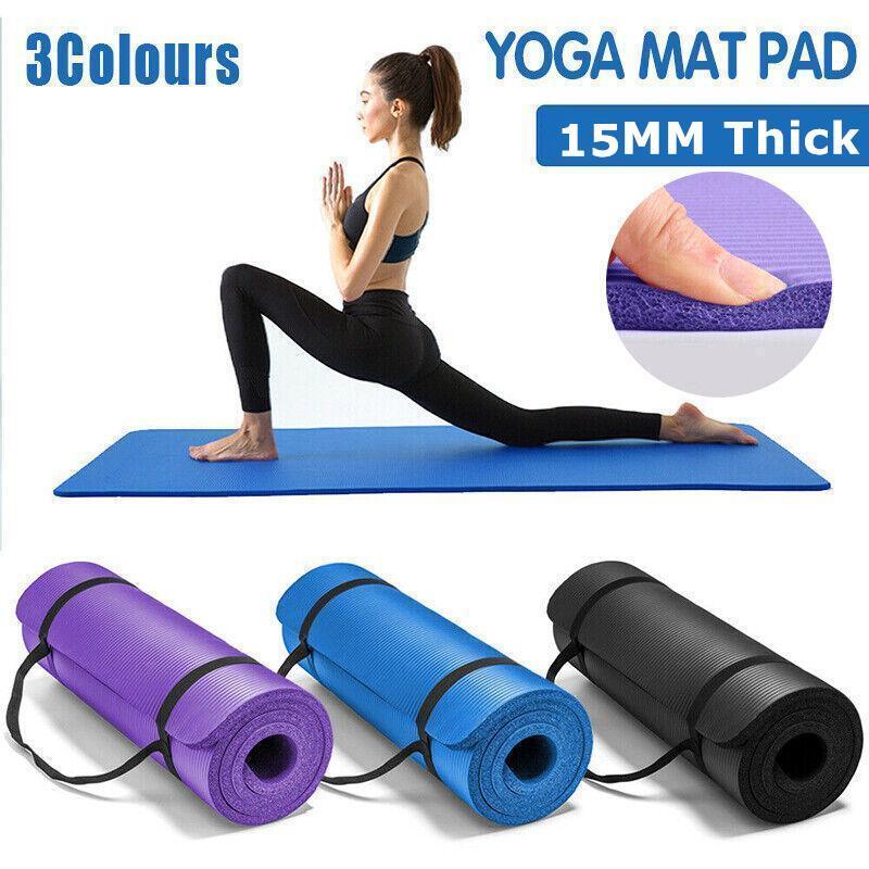 15mm Thick Yoga Mat Pad NBR Nonslip Exercise Fitness Pilate Gym Durable - Purple