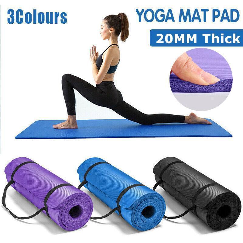 20MM Thick Yoga Mat Pad NBR Nonslip Exercise Fitness Pilate Gym Durable - Purple