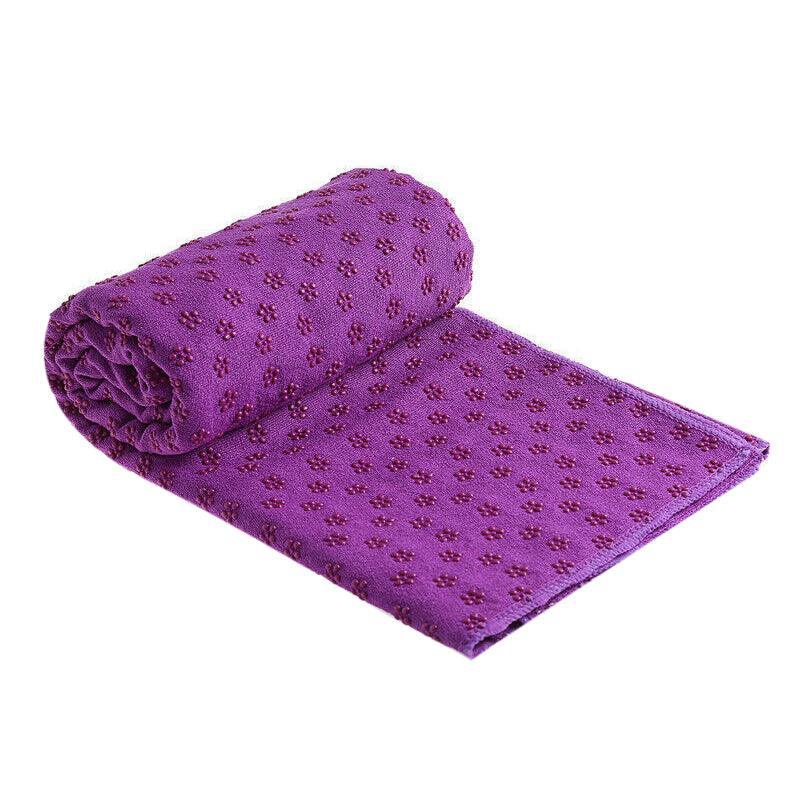 Non Slip Yoga Towel Mat Microfiber Fitness Gym Exercise Blanket with Carry Bag - Green