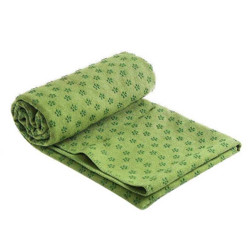 Non Slip Yoga Towel Mat Microfiber Fitness Gym Exercise Blanket with Carry Bag - Green