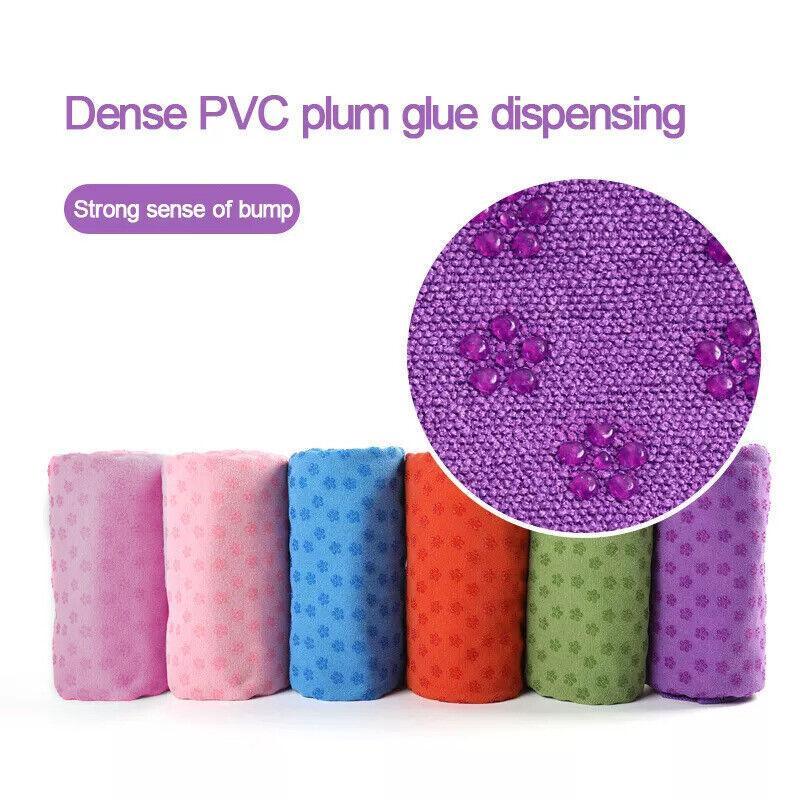 Non Slip Yoga Towel Mat Microfiber Fitness Gym Exercise Blanket with Carry Bag - Light Purple