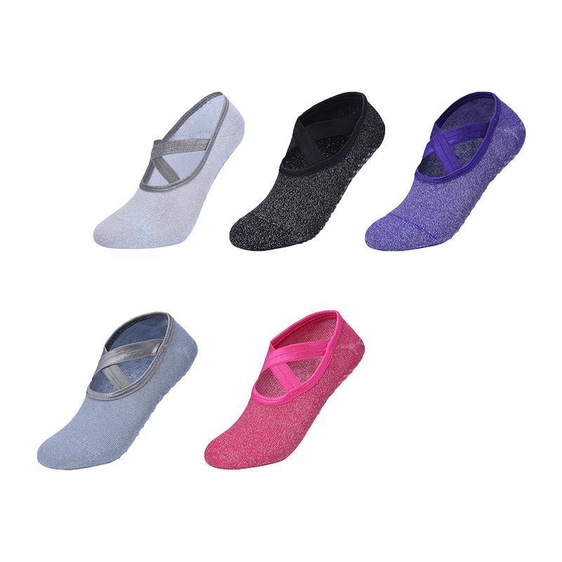 Yoga Socks Non Slip Pilates Ballet Grip Socks for Women Gym Fitness - Black