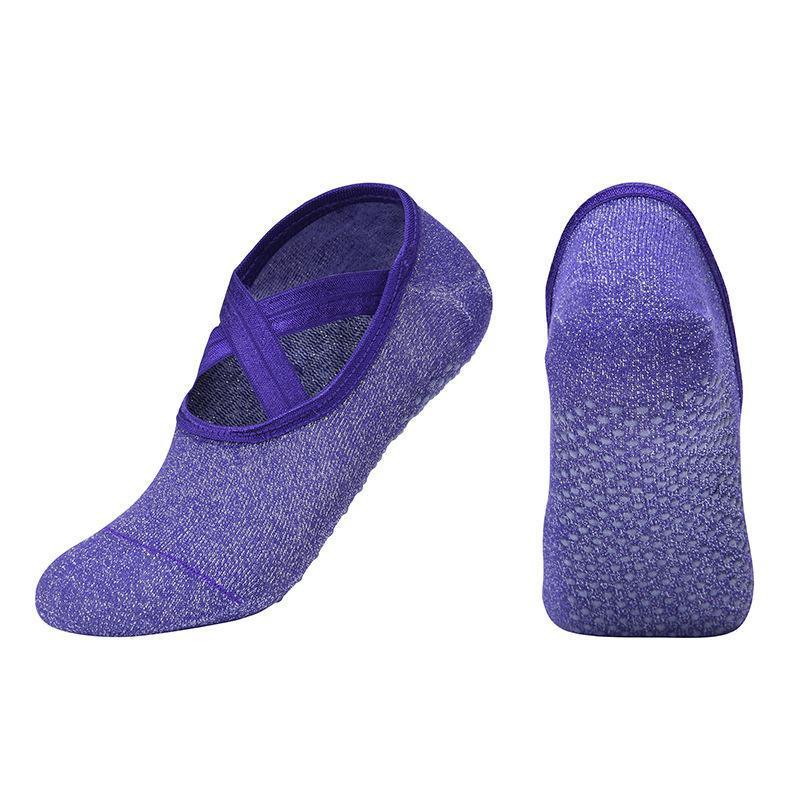 Yoga Socks Non Slip Pilates Ballet Grip Socks for Women Gym Fitness - Blue