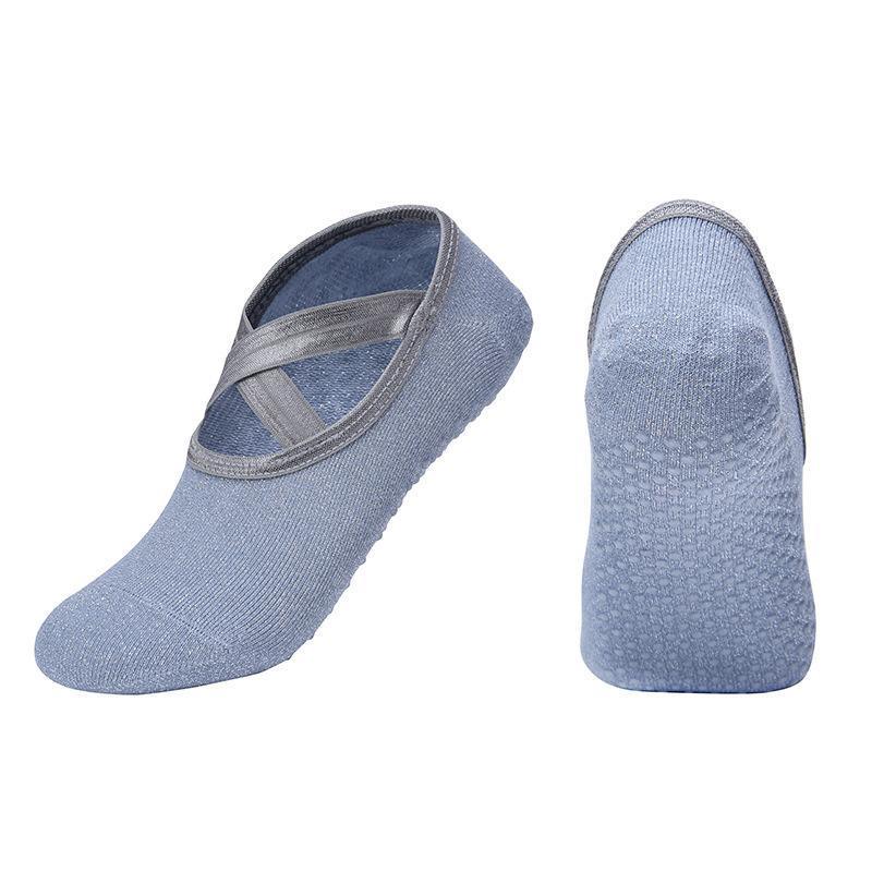 Yoga Socks Non Slip Pilates Ballet Grip Socks for Women Gym Fitness - Blue