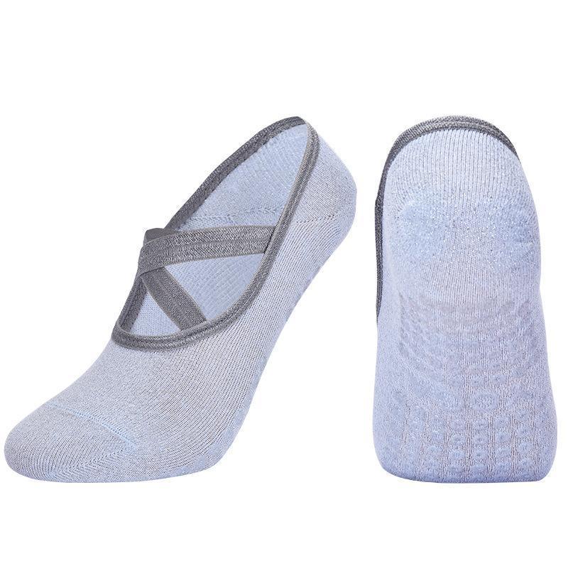 Yoga Socks Non Slip Pilates Ballet Grip Socks for Women Gym Fitness - Grey