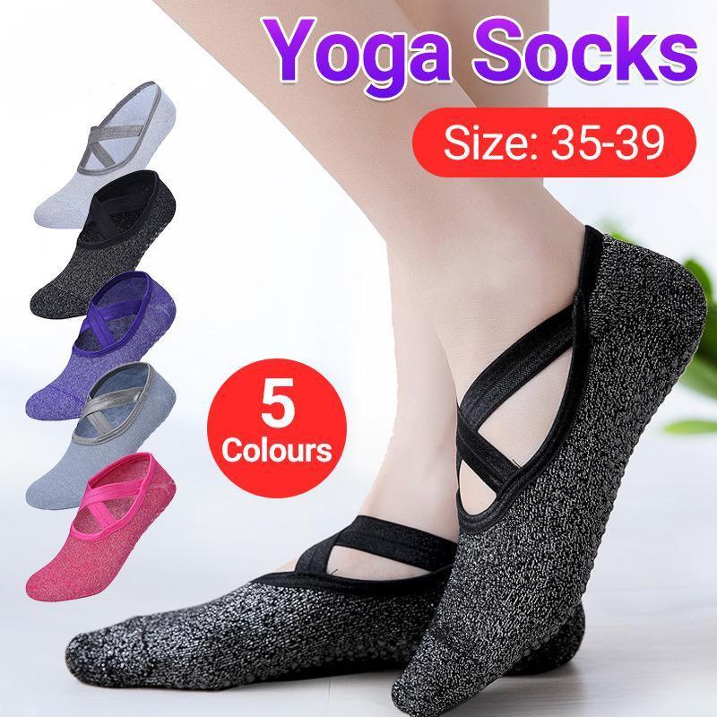 Yoga Socks Non Slip Pilates Ballet Grip Socks for Women Gym Fitness - Purple