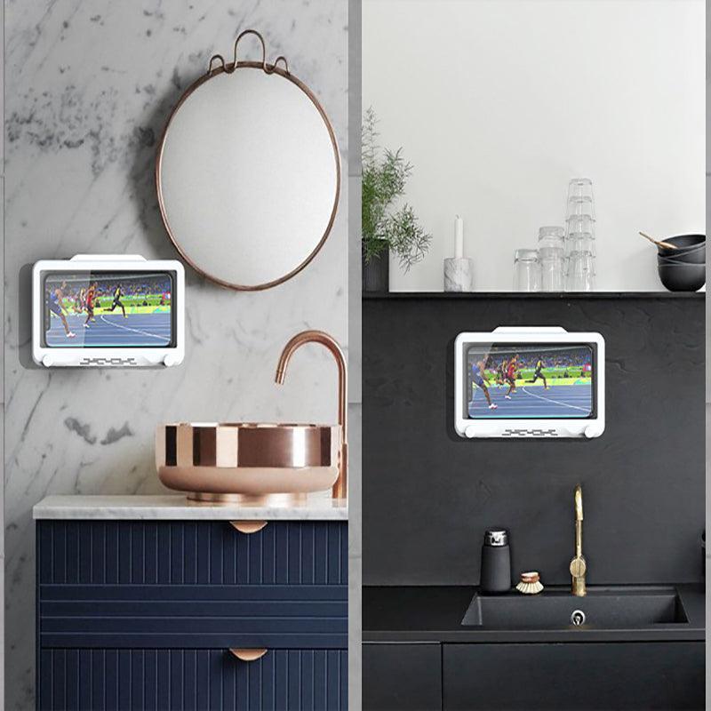 Wall Mounted Phone Holder for Bathroom Shower Waterproof Touch Screen Case - Grey