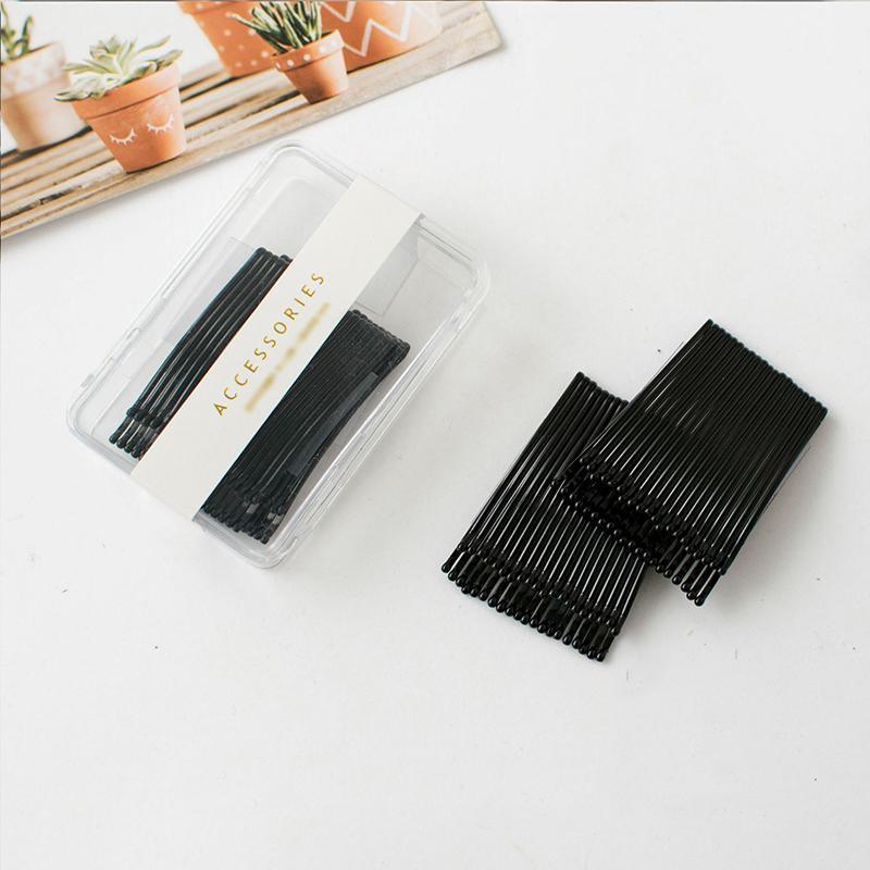40 PCS Short Black Waved Hair Pins Bobby Pins Grips Salon Dance Hair Accessories - Long Flat Clip