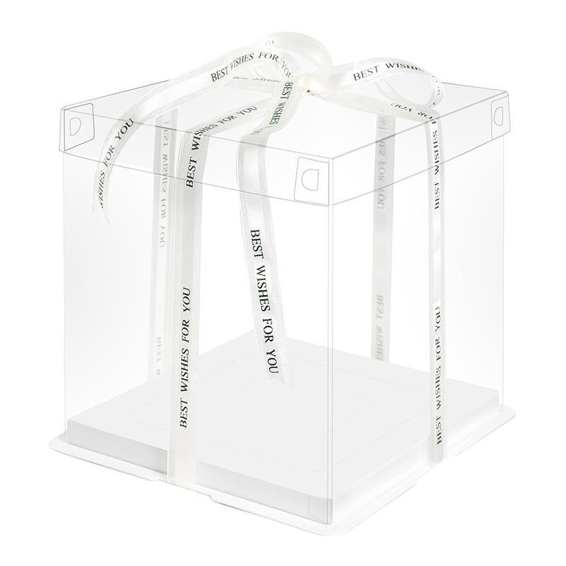 20 PCS Clear Treat Box Box Portable Cake Display Transparent Birthday Cake - 8 INCH(without ribbon)-Double