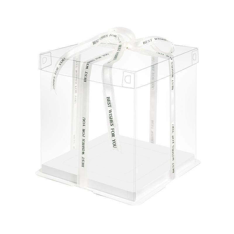 20 PCS Clear Treat Box Box Portable Cake Display Transparent Birthday Cake - 4 INCH(without ribbon)-Double