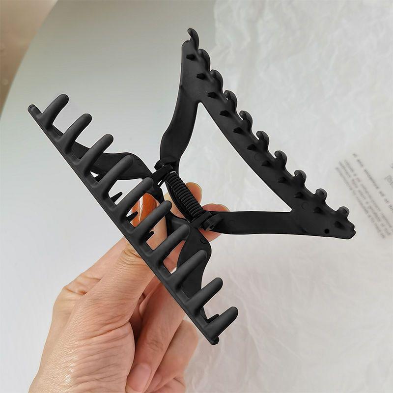 Women's Simple Hair Claws Clip Large Geometric Barrette Ponytail Clamp Hairpin - Black