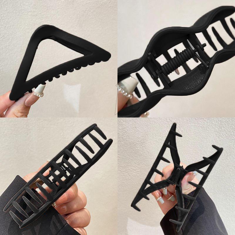 Women's Simple Hair Claws Clip Large Geometric Barrette Ponytail Clamp Hairpin - Black