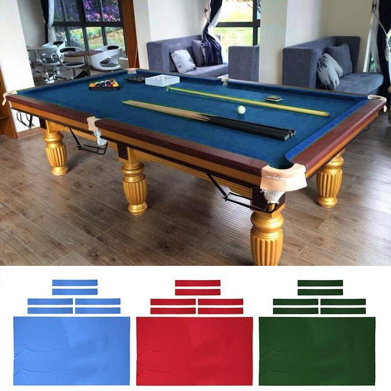 7Pcs Worsted Billiard Snooker Pool Table Cover Cloth W/ Felt Strip Heavy Duty 7FT - Green