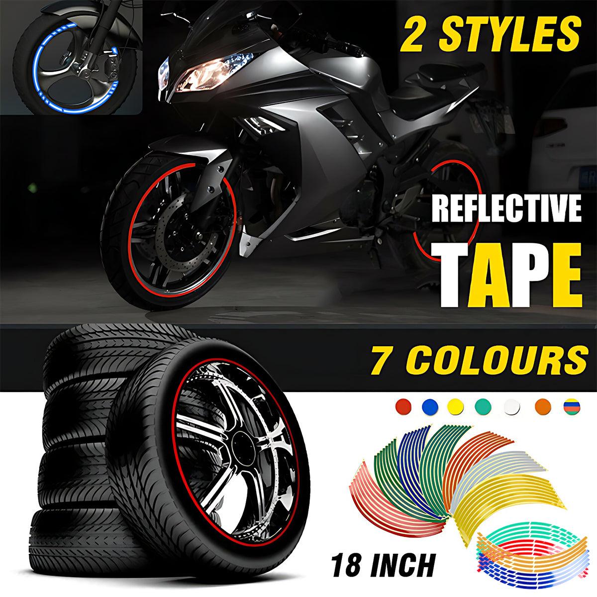 18inch Reflective Rim Tape Wheel Stripe Decal Trim Sticker For Car Motorcycle - Reflective Green
