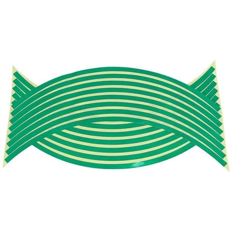 18inch Reflective Rim Tape Wheel Stripe Decal Trim Sticker For Car Motorcycle - Reflective Green