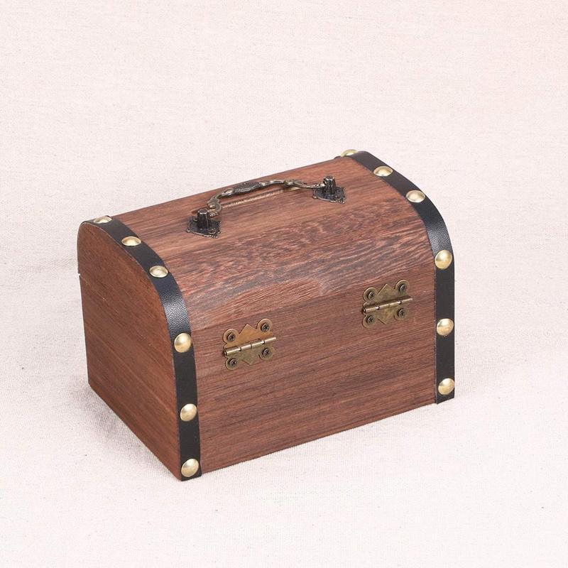 Wooden Treasure Chest Retro Money Storage Box Case Coin Piggy Bank Organizer