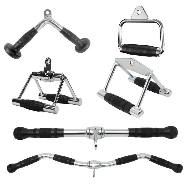 Cable Pulley Attachment Tricep Rope V Grip LAT Pull Down Gym Accessory - EZ Curl Pull-Down Bar