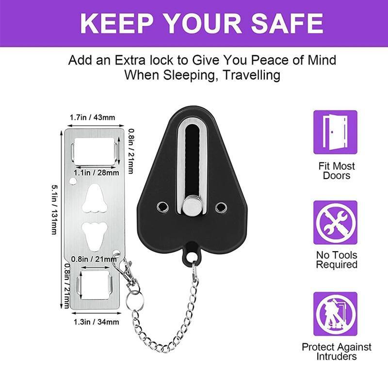 Portable Door Lock for Travel Hotel Home Security Addalock Style Lock - Black
