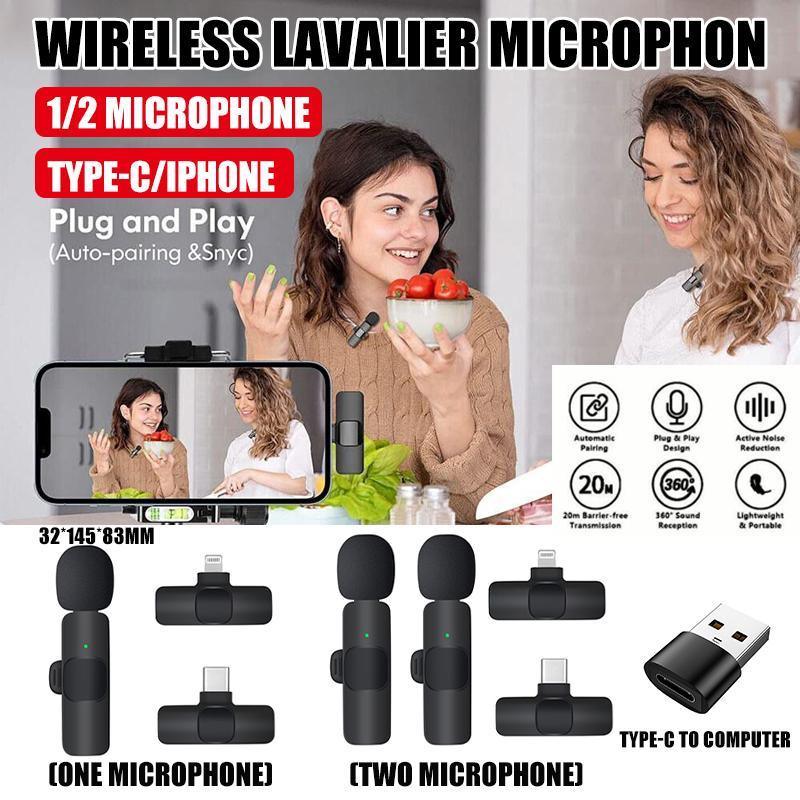 Wireless Lavalier Microphone Mini Mic For Android iPhone iPad Vlog Live Stream - Lightning For iPhone(One Microphone)