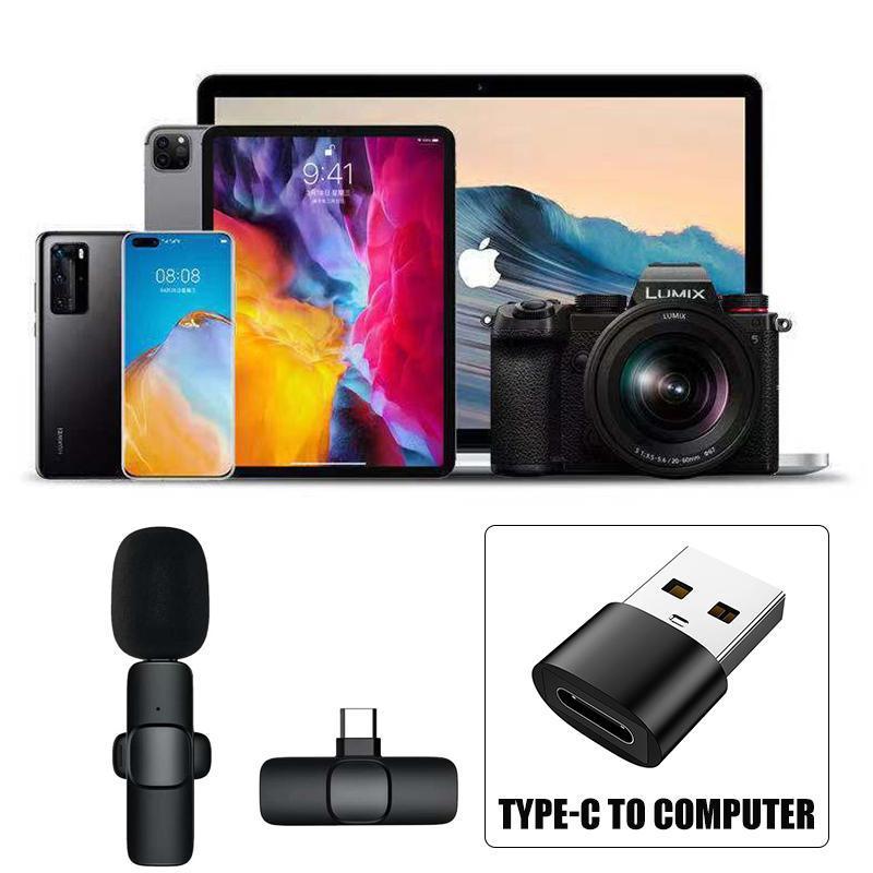 Wireless Lavalier Microphone Mini Mic For Android iPhone iPad Vlog Live Stream - Lightning (Two Microphones)