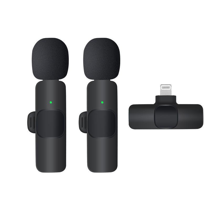 Wireless Lavalier Microphone Mini Mic For Android iPhone iPad Vlog Live Stream - Lightning (Two Microphones)