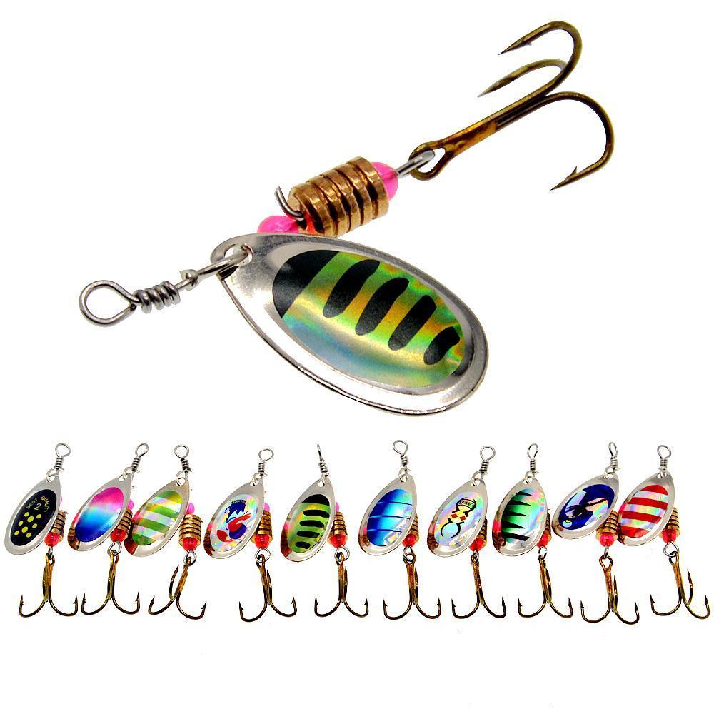 10/16PCS Fishing Lure Spinners Baits Spoon Set with Tackle Bag Trout Bass Tackle - B(10PCS)