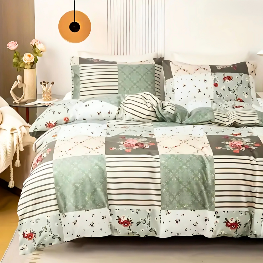 Dreamfields - Emerald Plaid Quilt Cover Set - (3pcs, King Size)