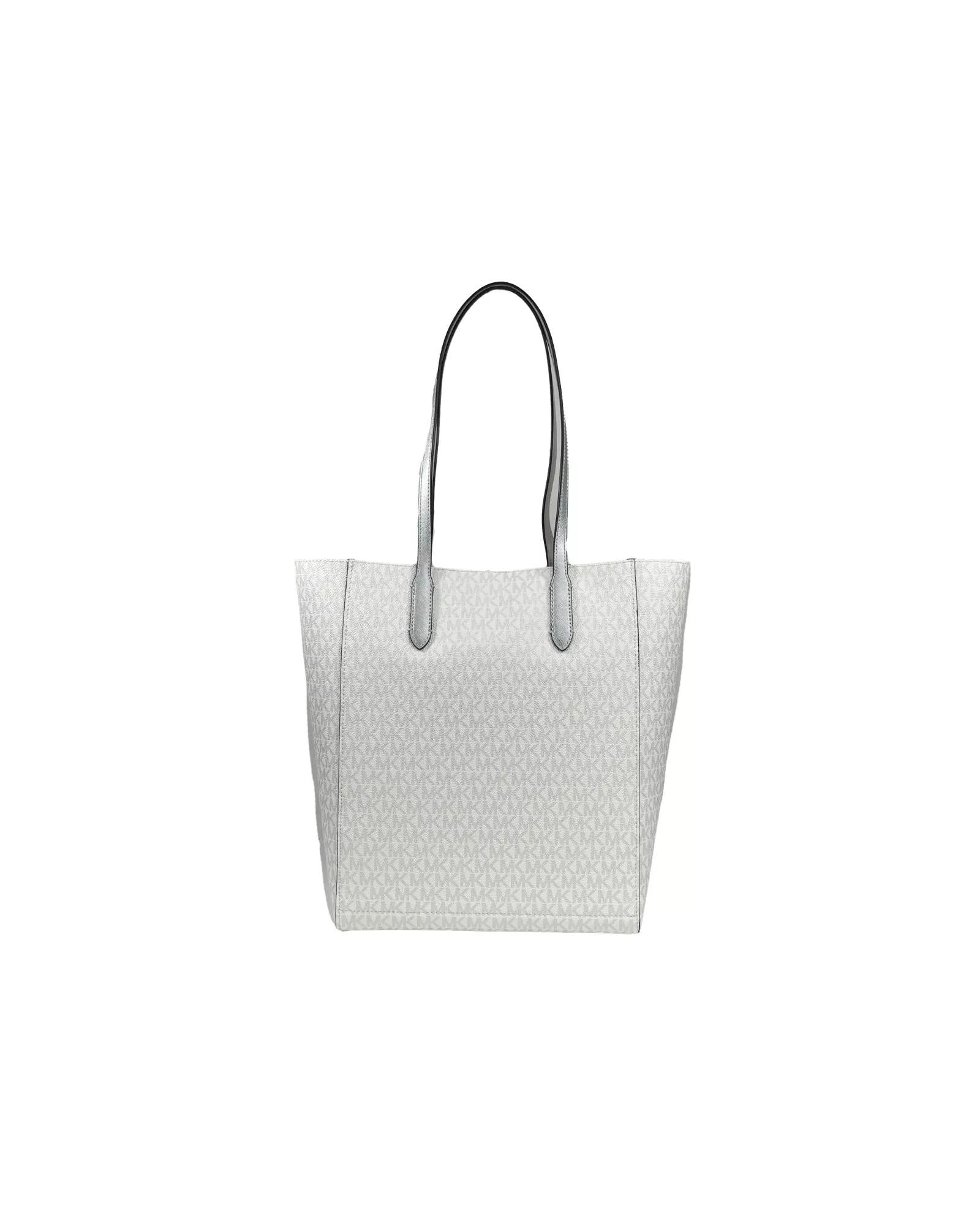 Michael Kors Women's Vincent With Card Case Large Tote Purse Bag Silver - One Size