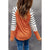 Azura Exchange Animal Print Long Sleeve Top with Striped Colorblock - M