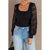 Azura Exchange Black Crochet Sleeve Square Neck Top - L