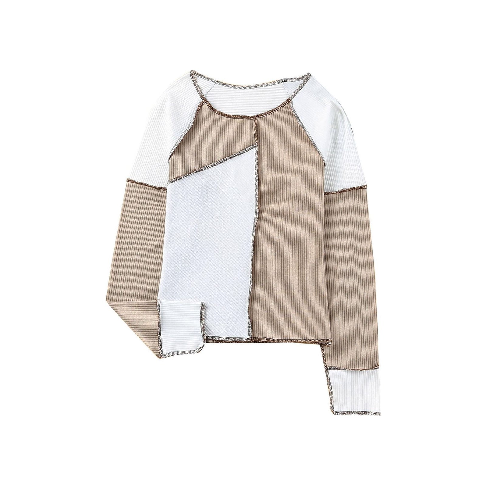 Azura Exchange Color Block Rib Knit Top - M