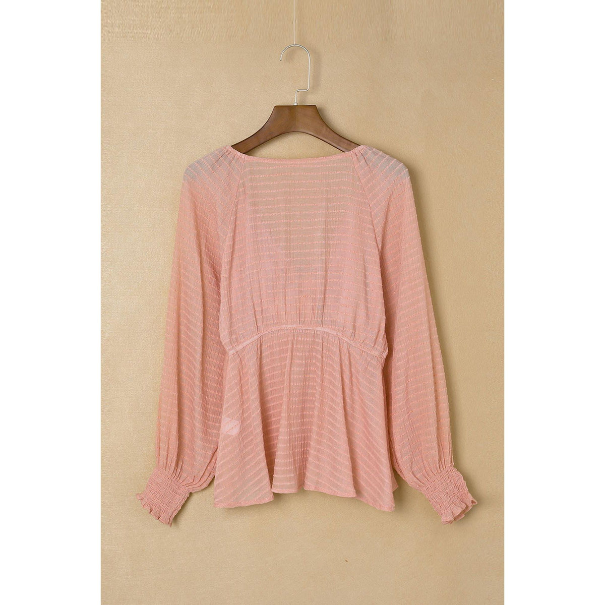 Azura Exchange Textured Tie Front Peplum Blouse - 2XL