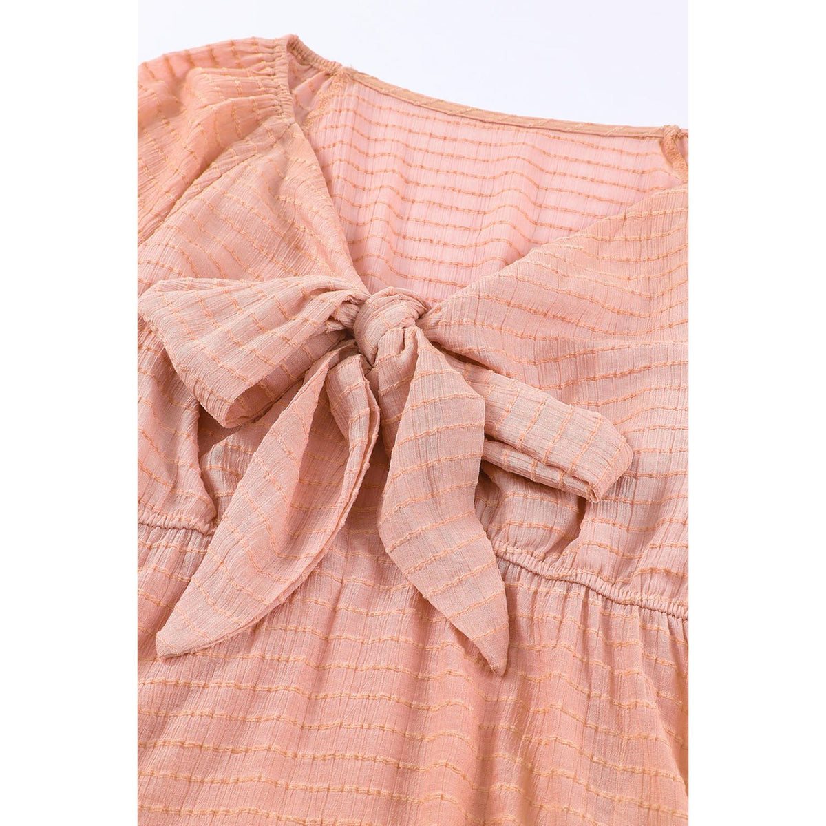 Azura Exchange Textured Tie Front Peplum Blouse - 2XL
