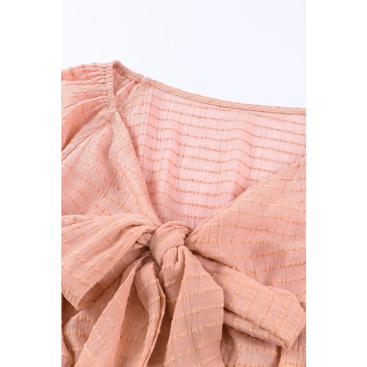 Azura Exchange Textured Tie Front Peplum Blouse - 2XL