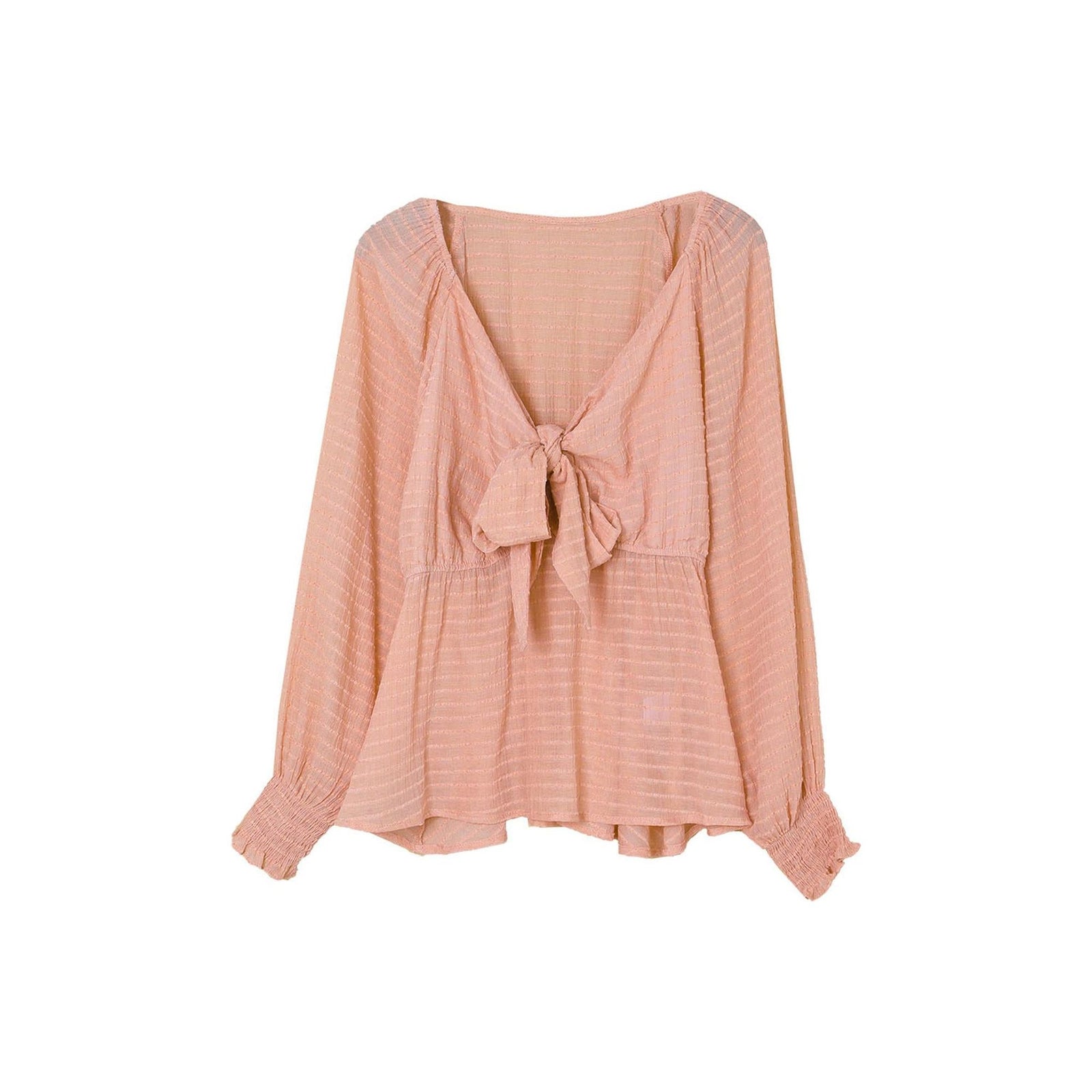 Azura Exchange Textured Tie Front Peplum Blouse - 2XL