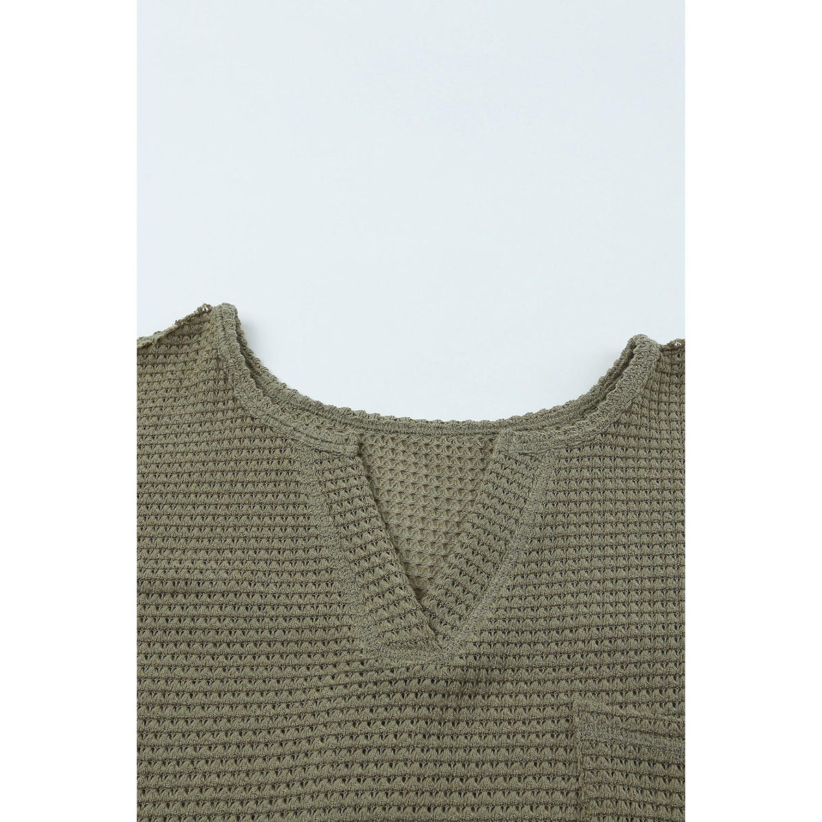 Azura Exchange Knit Split Neck Pocketed Top - S