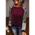 Azura Exchange Burgundy Camouflage Striped Leopard Splicing Blouse - M