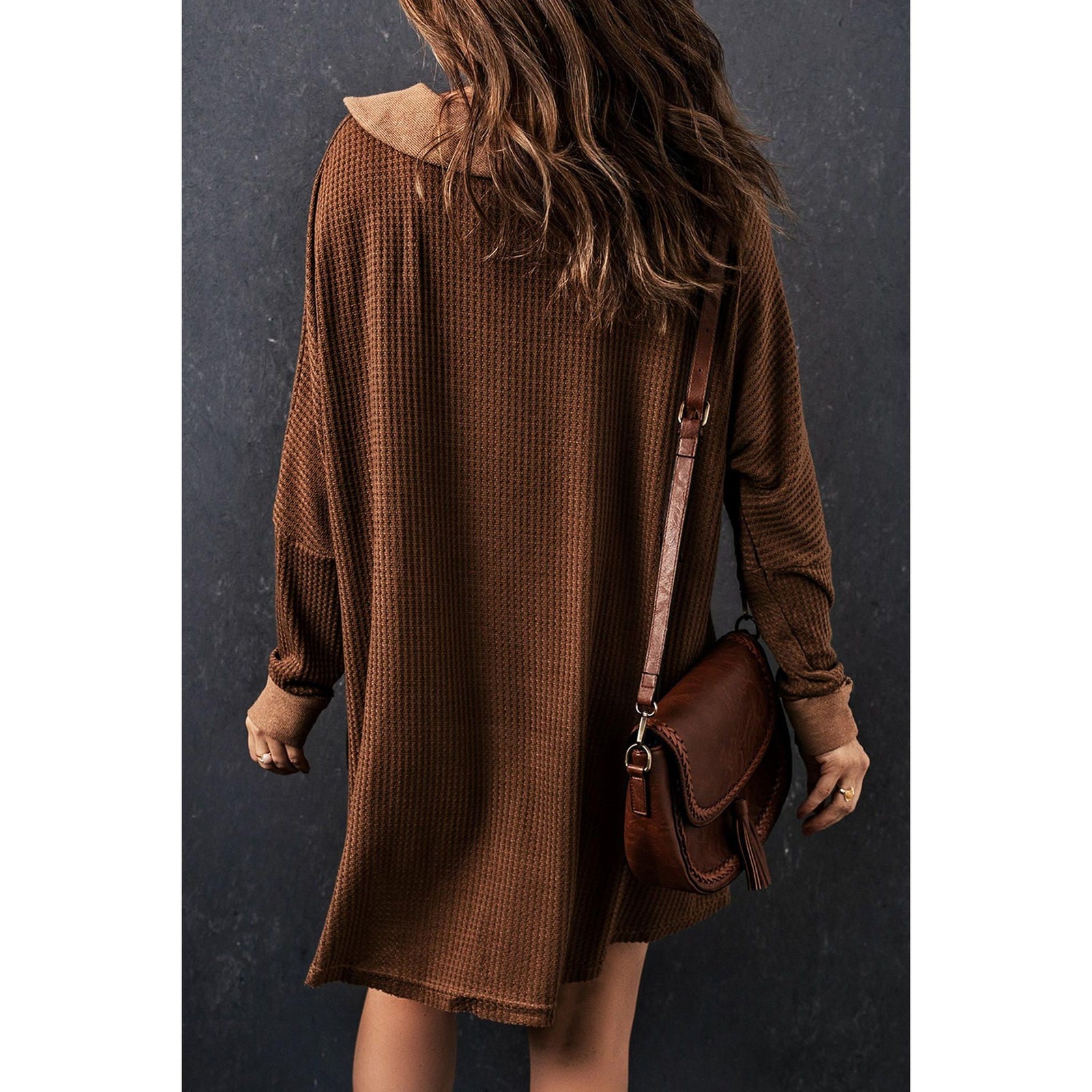 Azura Exchange Buttoned Waffle Knit Long Sleeve Top - 2XL