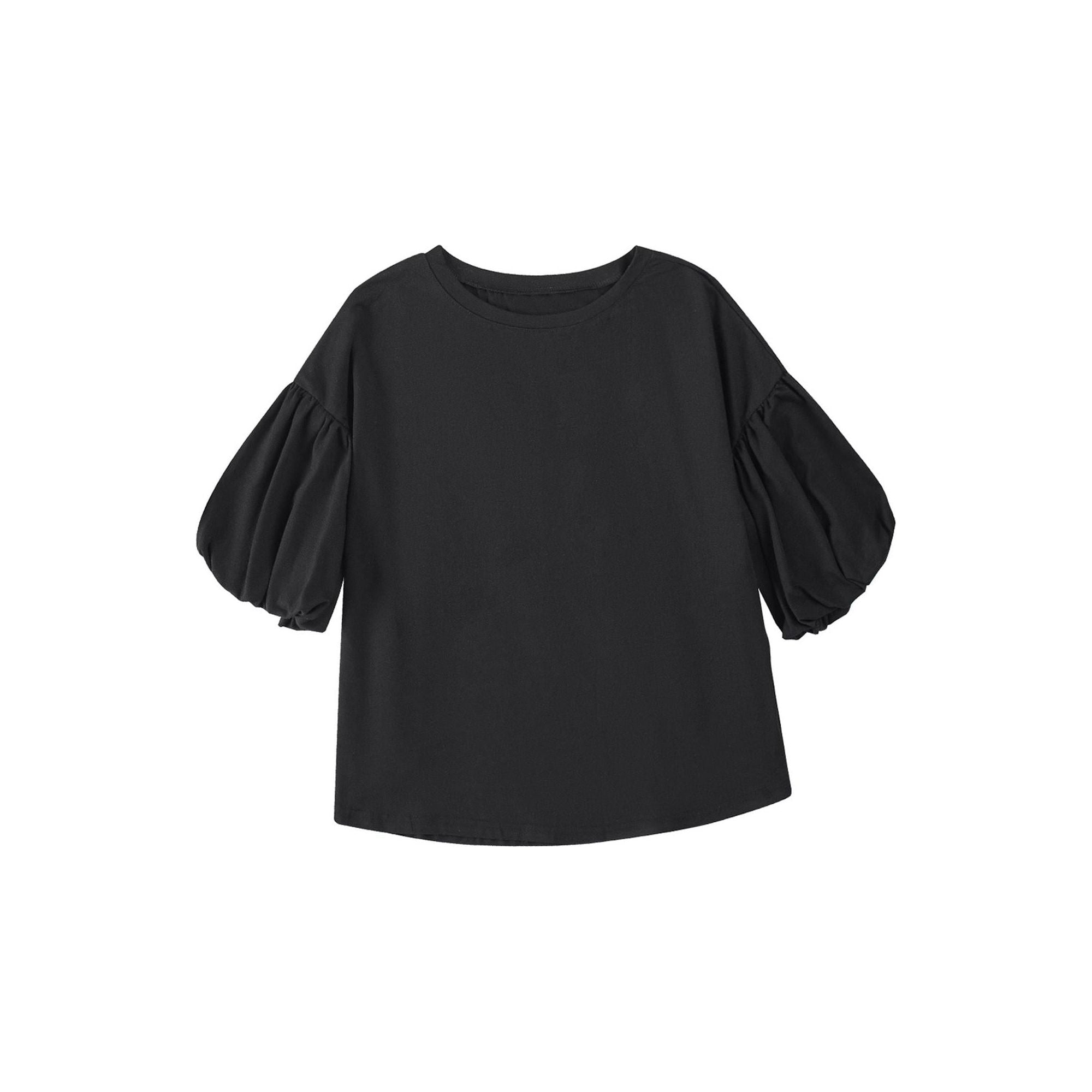 Azura Exchange Bubble Sleeve Round Neck Blouse - L