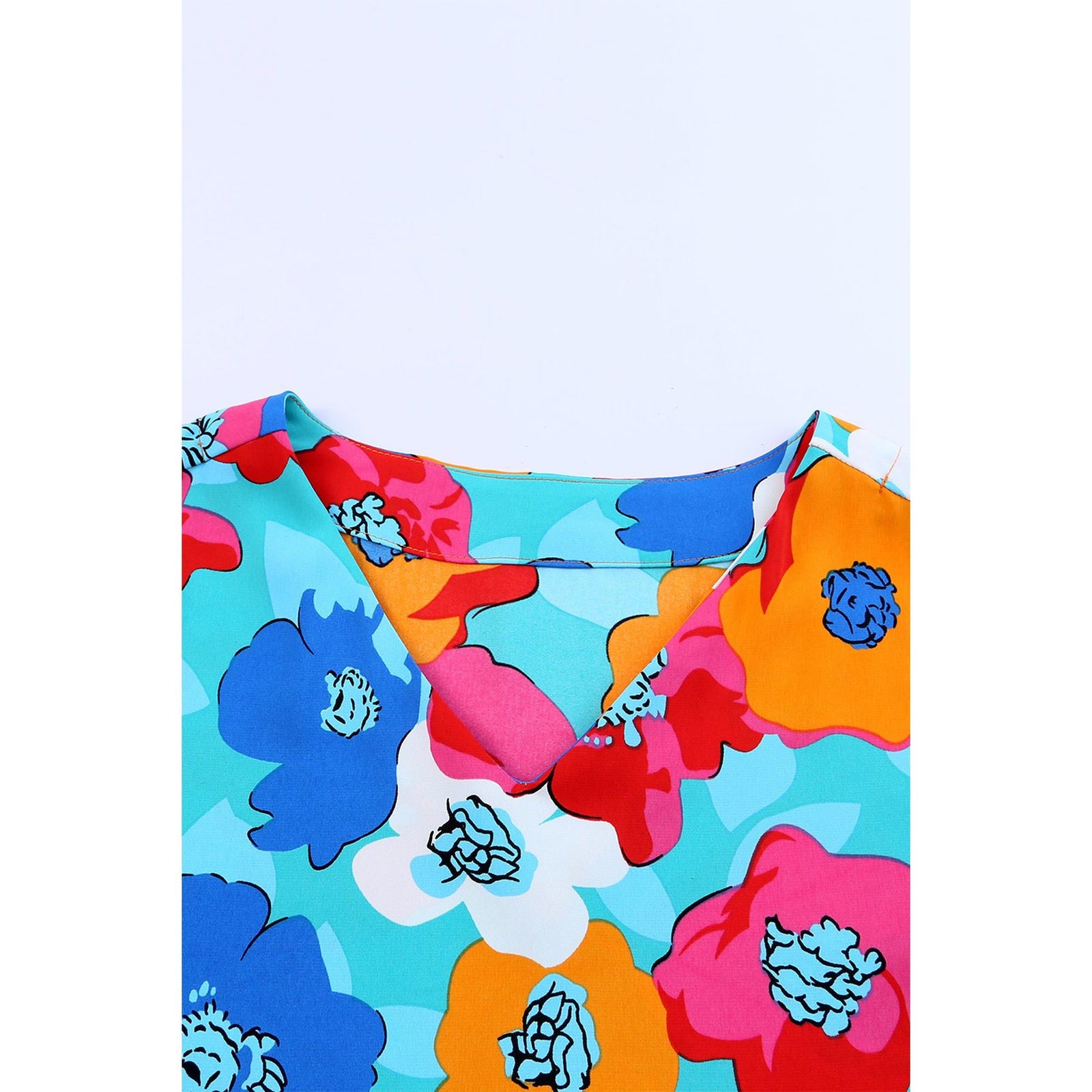 Azura Exchange Floral Print V Neck Blouse - S