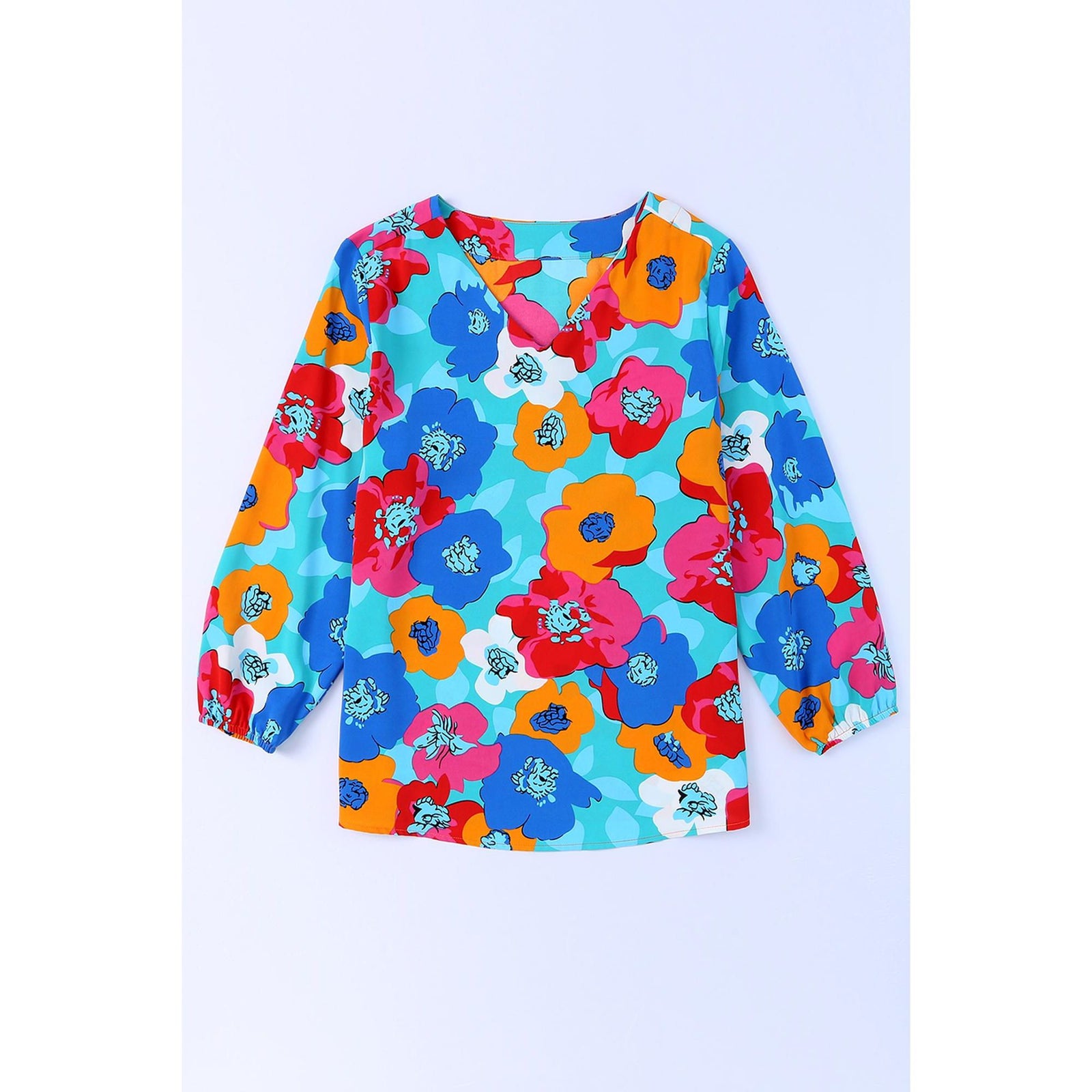 Azura Exchange Floral Print V Neck Blouse - S