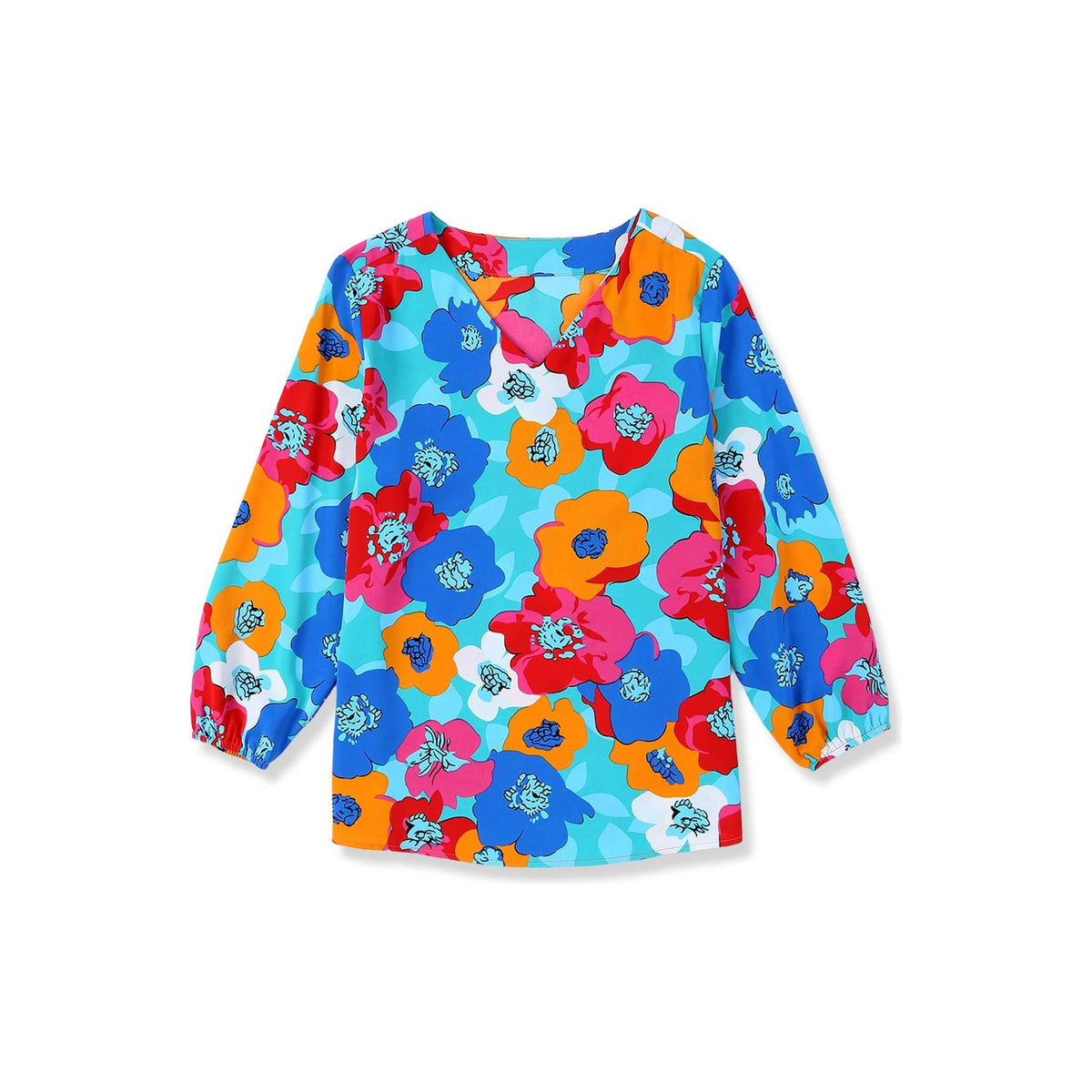 Azura Exchange Floral Print V Neck Blouse - S