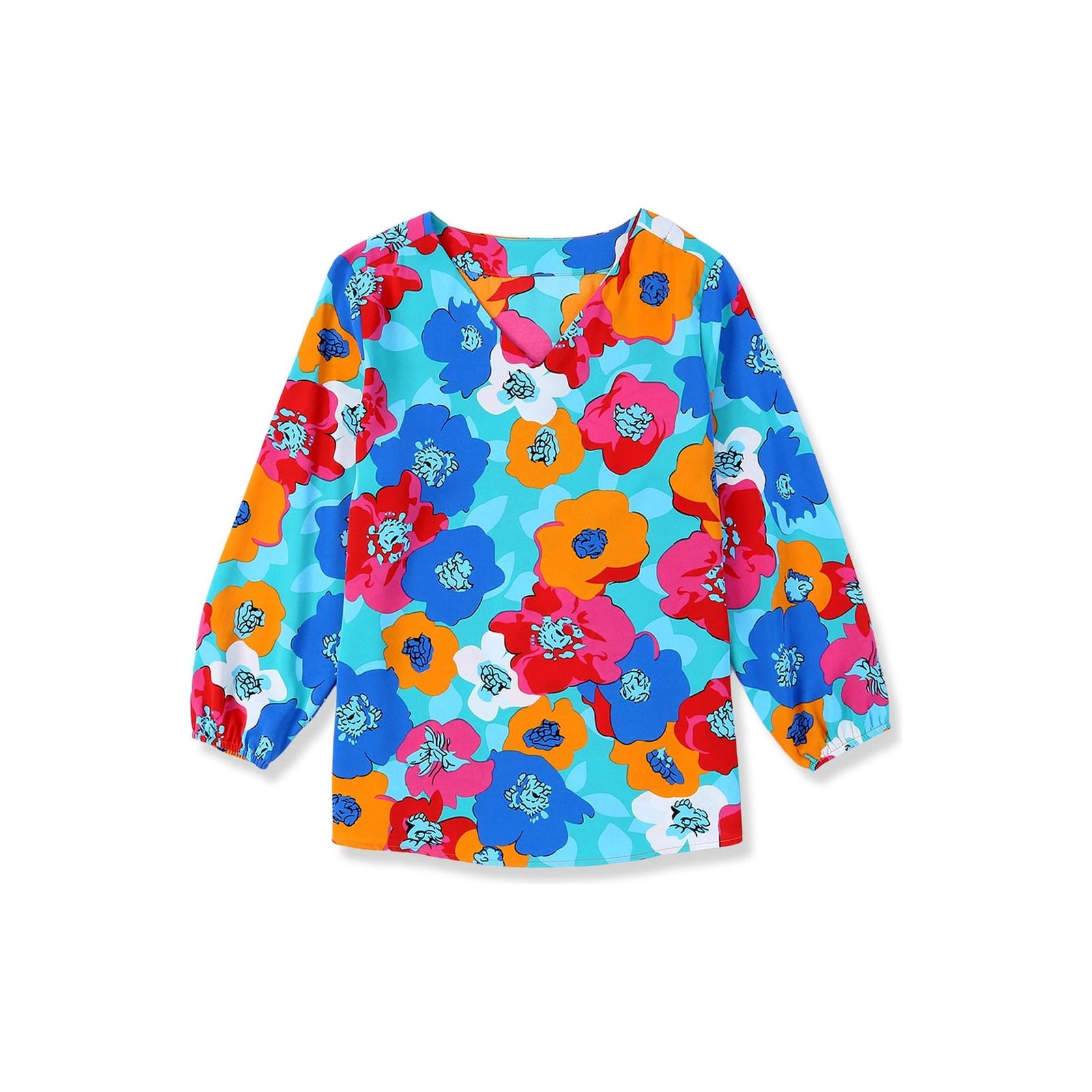 Azura Exchange Floral Print V Neck Blouse - S