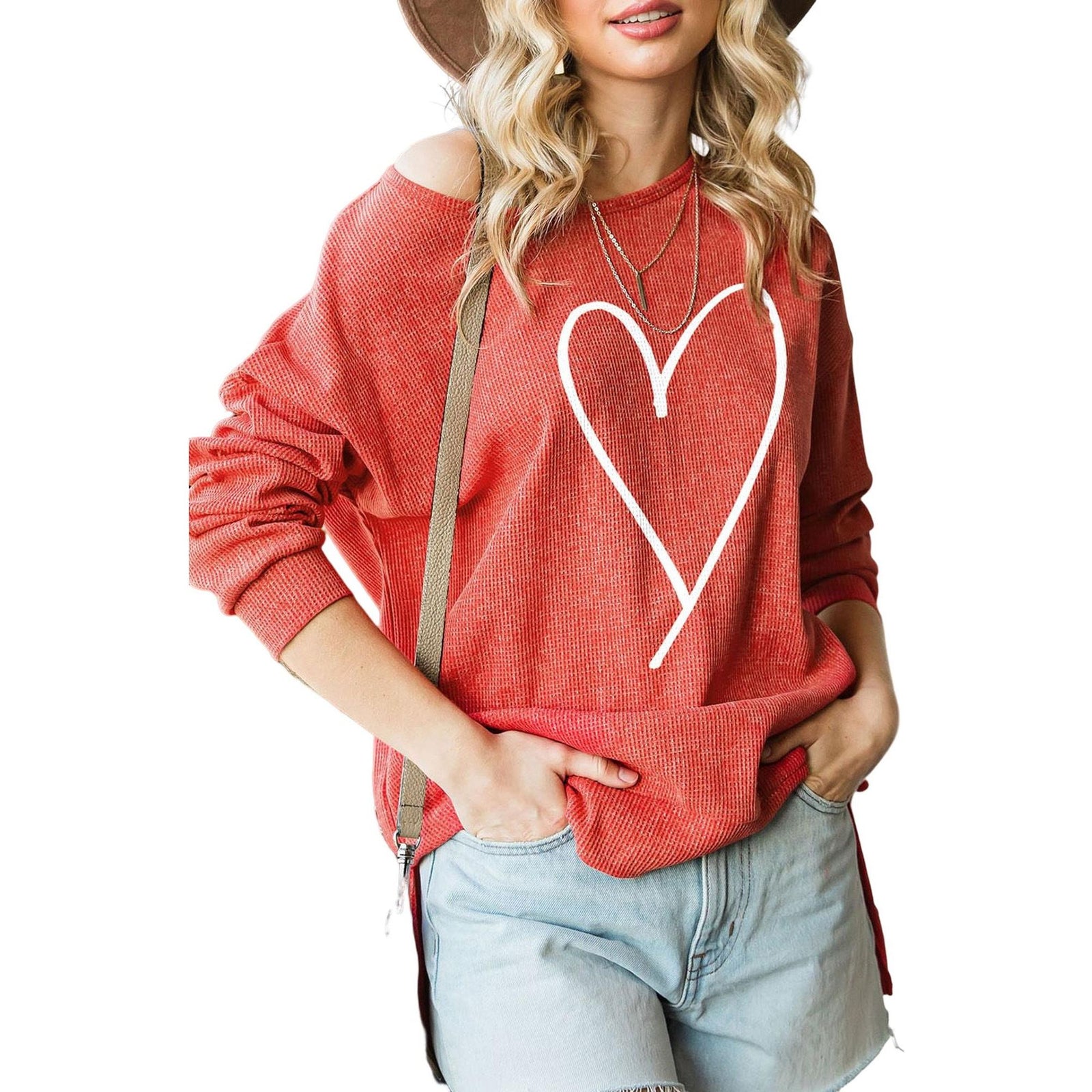 Azura Exchange Waffle Knit High Low Long Sleeve Top - XL