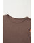 Coffee Ruffled Floral Sleeve Patchwork Waffle Knit O Neck Blouse - S