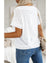 White Eyelet Pattern Boat Neck Casual Tee - S