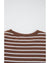 Coffee Striped Long Sleeve Round Neck Loose Top - S
