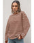 Coffee Striped Long Sleeve Round Neck Loose Top - XL